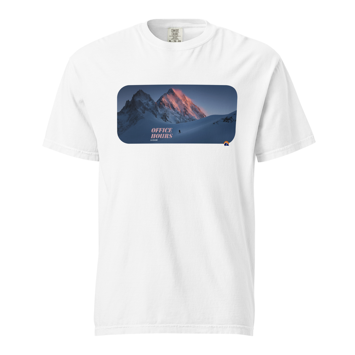 Office Hours — Grin Dwellers White heavyweight garment-dyed tee, front view