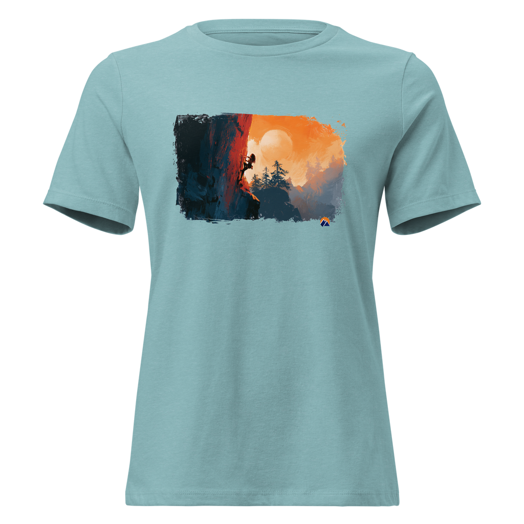 The Line — Grin Dwellers Heather Blue Lagoon women's relaxed tee, front view