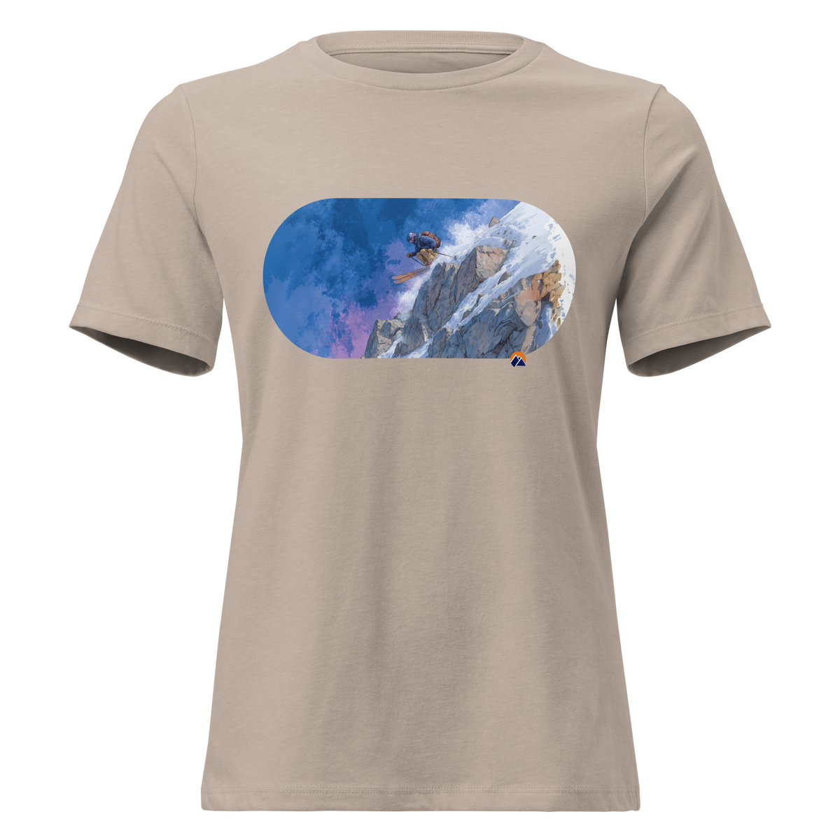 Steep & Deep — Grin Dwellers Heather Stone women's relaxed tee, front view