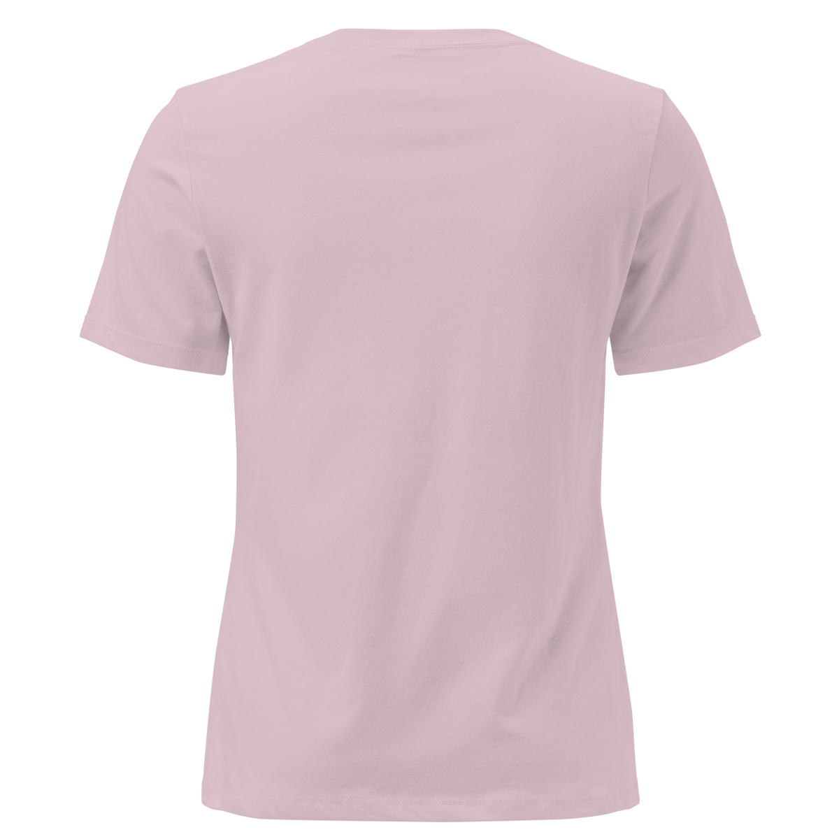 Mountain Call — Grin Dwellers Light Violet women's relaxed tee, back view