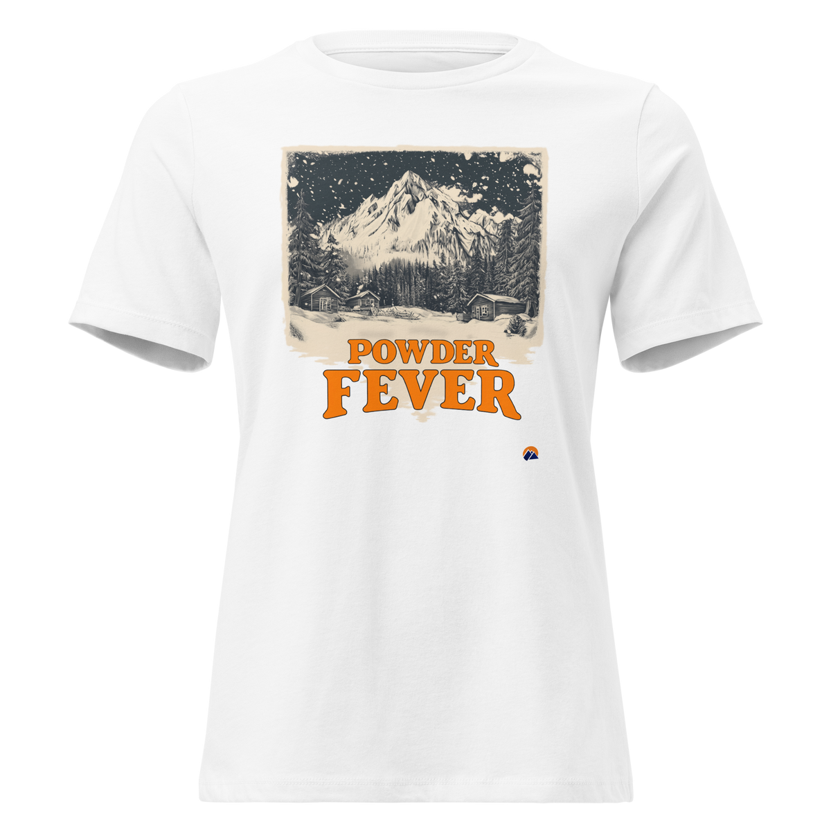 Powder Fever — Grin Dwellers White women's relaxed tee, front view